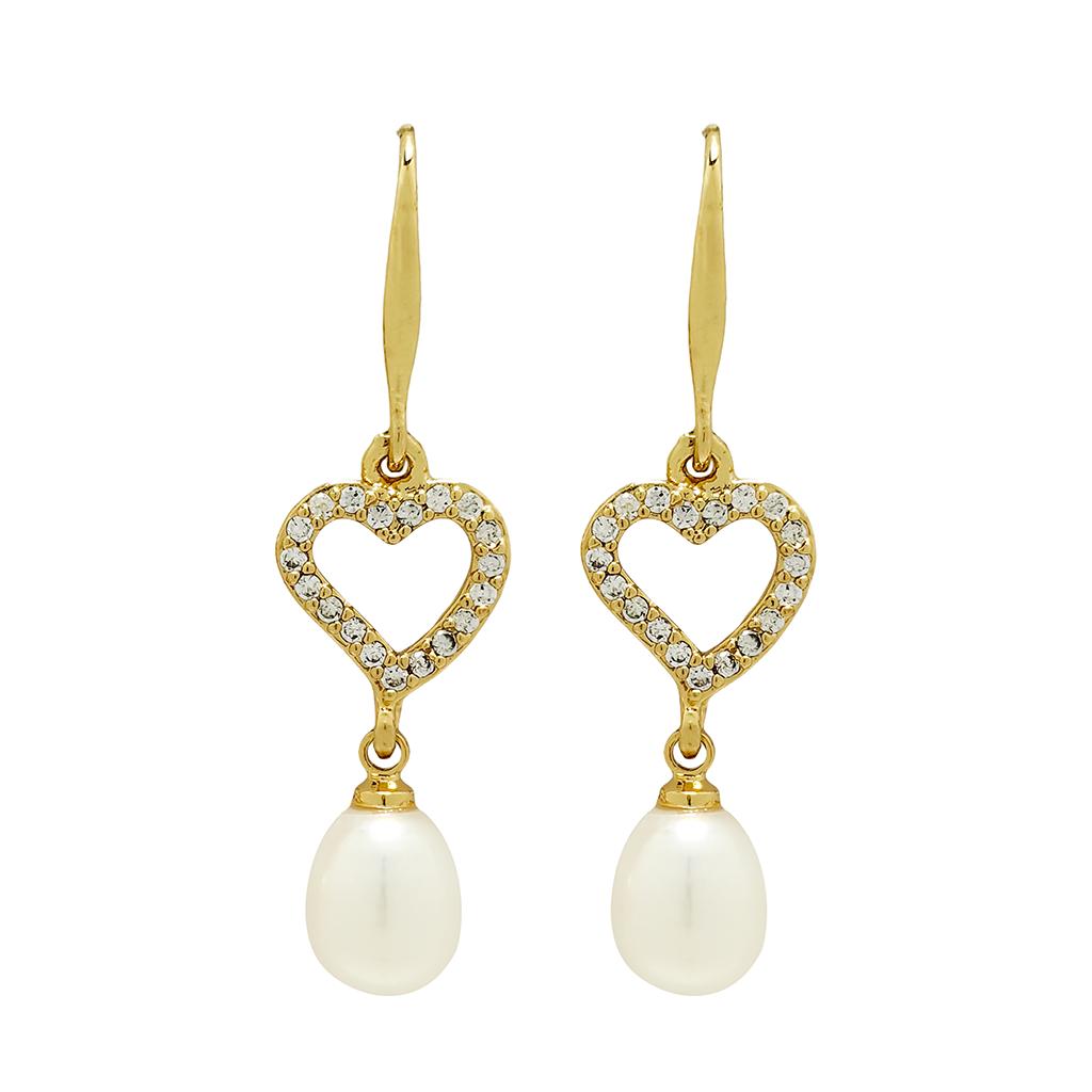 Hengsheng 7-8mm Freshwater Pearl Dangle Earrings for Women Arrow Heart Shape Pearl Earrings Jewelry Gift 2025 New Arrivals white