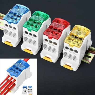 Bornier sur rail DIN série UKK 80 A, boîtier de distribution, connecteur électrique pour fil d'alimentation, une entrée, six sorties, équipement de jonction