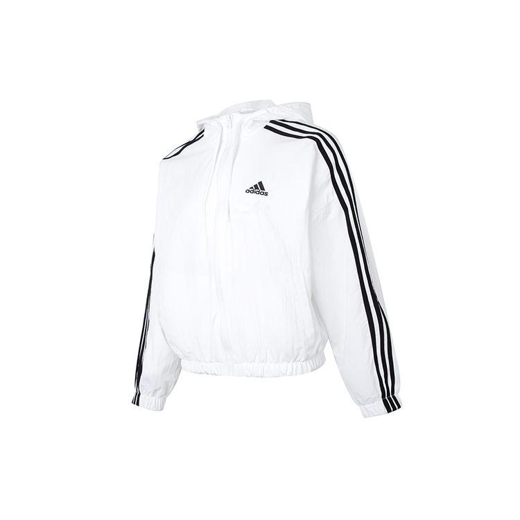 (WMNS) adidas Essentials 3-Stripes Woven Windbreaker Jacket Asia Sizing  White Black  Women s IC0560 L