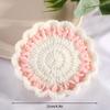 Hand-knitted Sunflower Round Coasters INS Floral Crochet Coaster Reusable Insulation Pads Woven Coffee Cup Pad Decoration