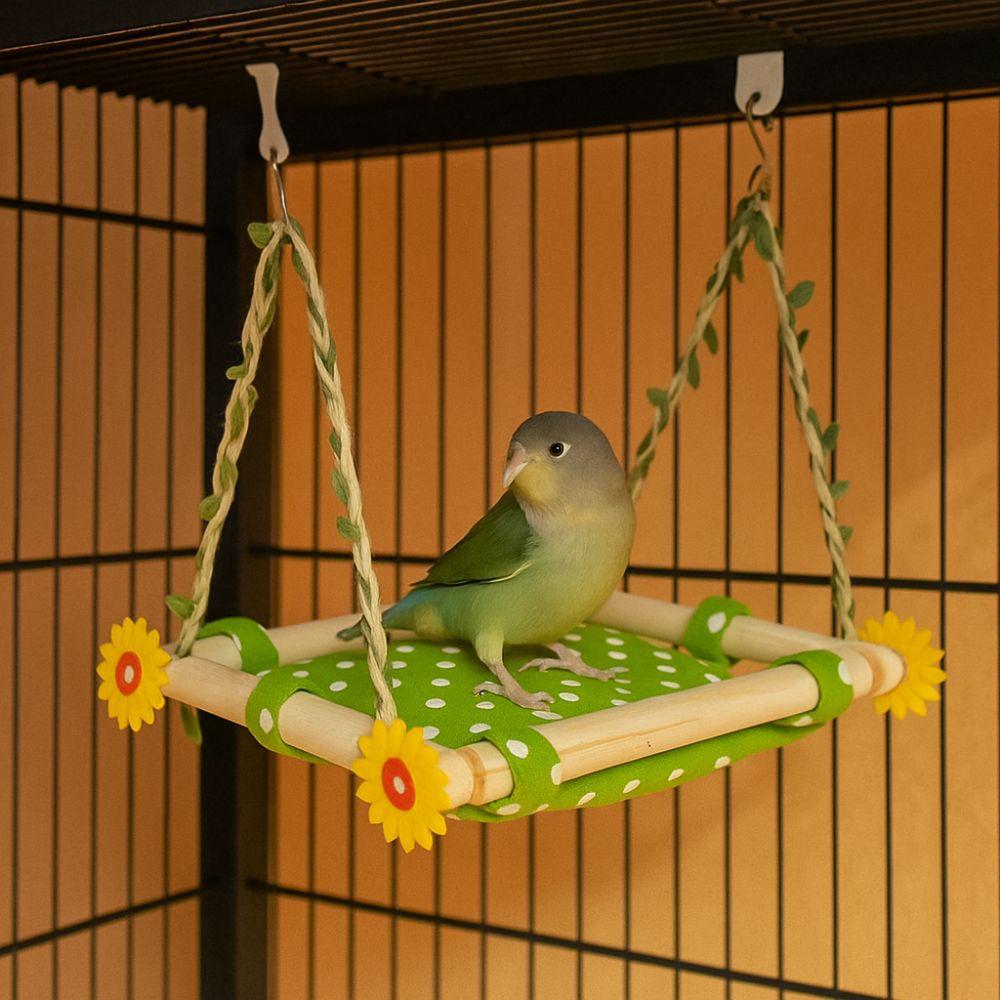 Bite Resistant Bird Swing Toy Removable Bird Cage Perch Bird Hanging Hammock  for Bird Cage
