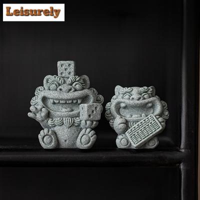 Grüner Sandstein Feng Shui Meister Teehaustier Antiker Fischtank Landschaftsgestaltung Tee-Figur Spielzeug Tee-Statue Ornamente Zubehör Geschenk