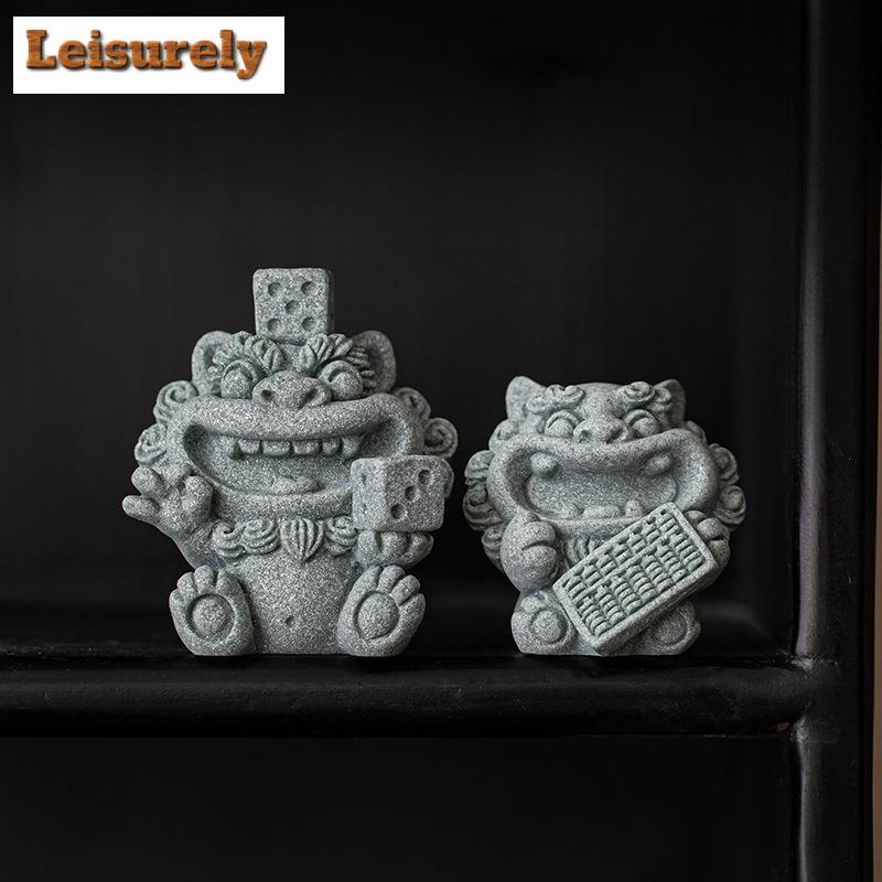 Green Sandstone Feng Shui Master Tea Pet Antique Fish Tank Landscaping Tea Figurine Play Toys Tea Statue Ornaments Supplies Gift
