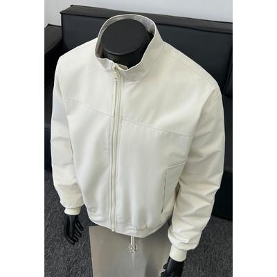 Autumn Men's Jacket American Tough Guy Style Fashion Monochrome Stand Up Collar Casual Oversize Outdoors Coat Large Size