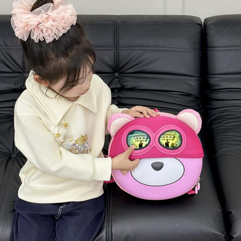 Schoolbag new cartoon kindergarten eggshell schoolbag cute sunglasses bear casual backpack boys and girls outdoor small backpack