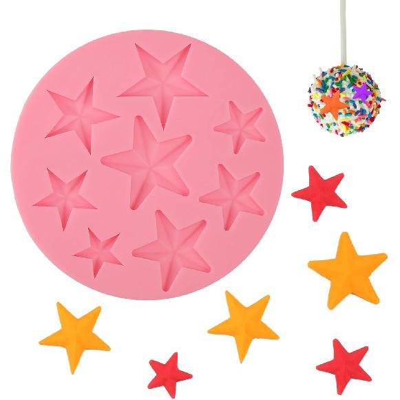 1 Pcs Hexagonal Star Chocolate Silicone Mold, 3D Star Candy Fondant Mold, Suitable for Holiday Party Cake Decoration, Cupcake Toppers, Cookies,