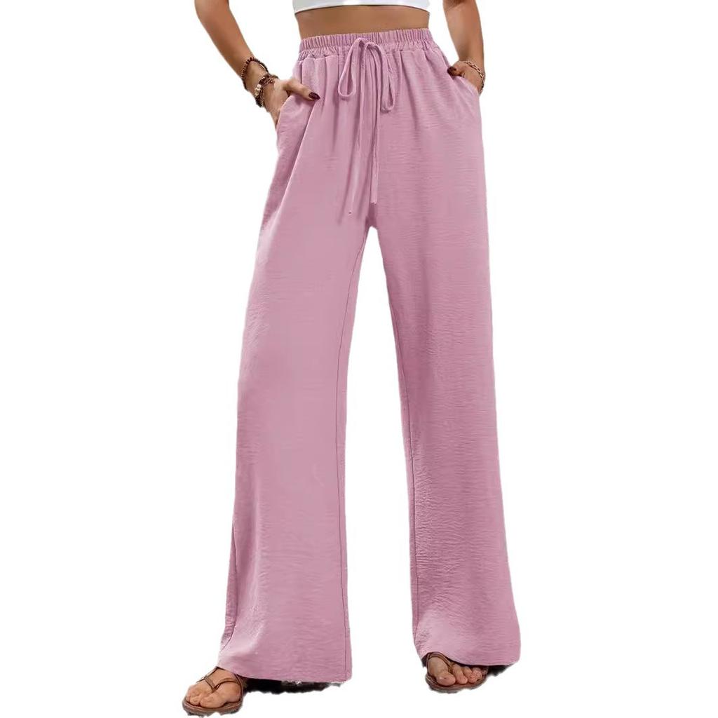 Spring Summer Women's Pants Solid Colour Trailing Wide Leg Pants Casual Pants