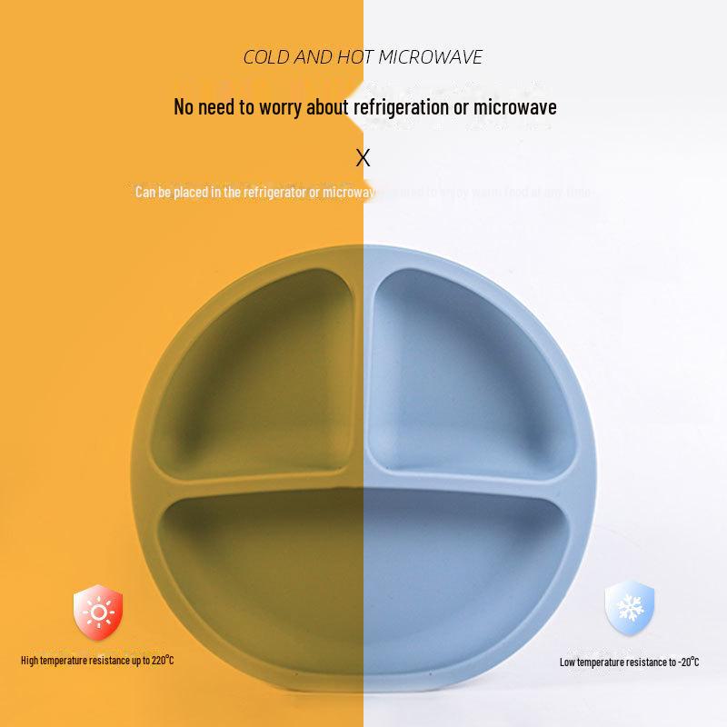 Tavă de masă din silicon cu aspirație pentru bebeluși cu compartimente