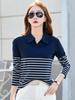 Polo da Donna Manica Lunga Cotone Casual Abbigliamento Femminile da Golf Primavera Estate Top T-shirt Moda a Righe