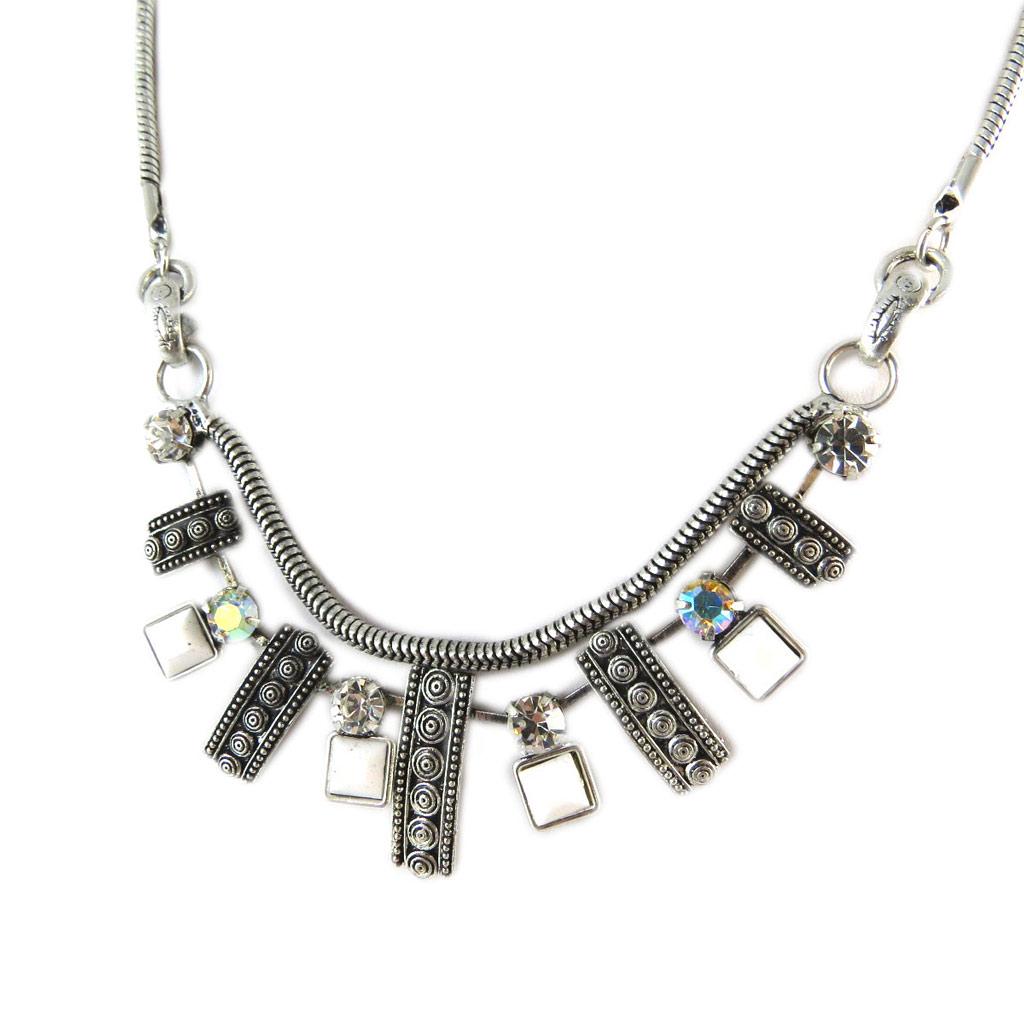 Les Trésors De Lily [E2076] - Designer Necklace 'Memories of the Past' White Silver