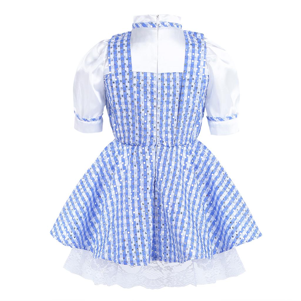 Kids Girls Sequined Polka Dots Plaid Halloween Dressing Up Kids Cosplay Party Dress Costume