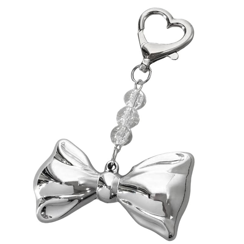 

Sweet Silvery Bowknot Bead Keychain Pendant Fashion Keyring Backpack Decoration Lovely Hangings Ornament Jewelry 1 белый