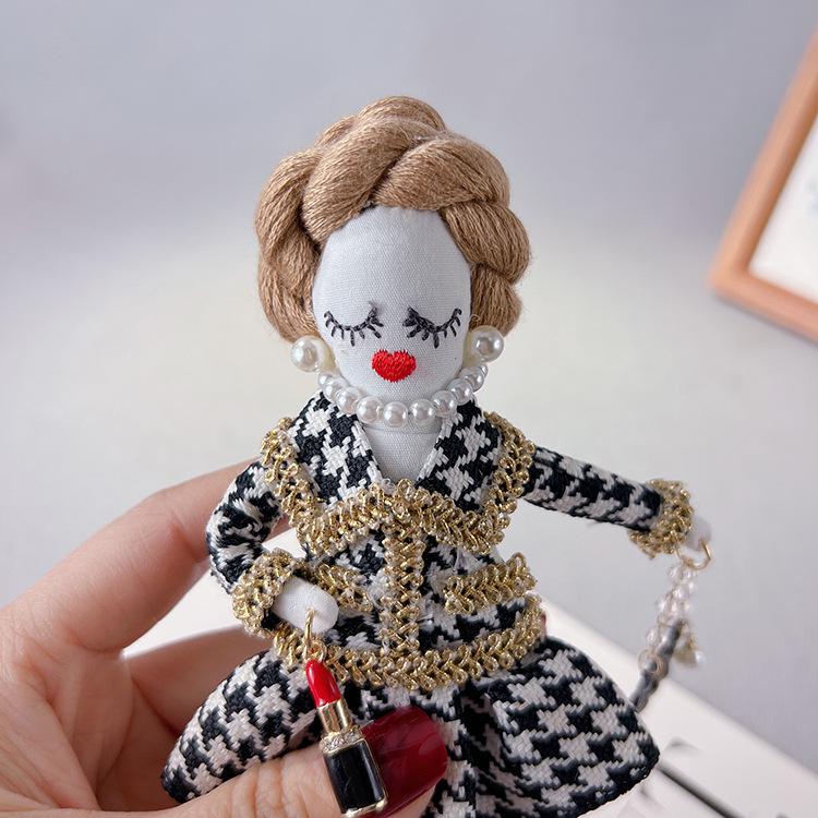 Korean Style Crossbody Bag with Girl Doll Clothes Set Keychain - Fashion Charm Gift