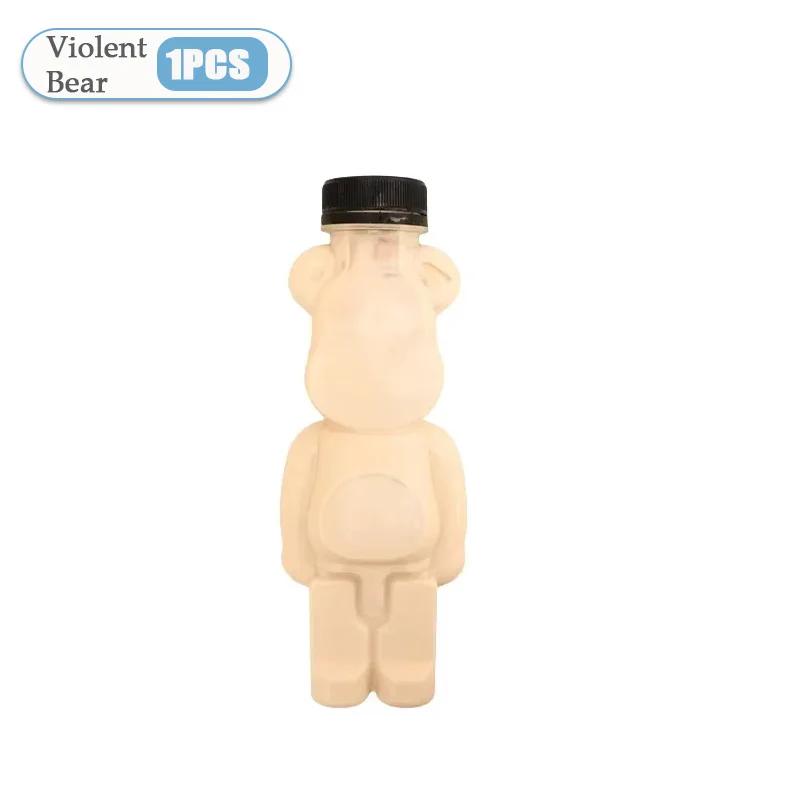 

1-10 шт. 500 мл Бутылка для молочного чая «Яростный медведь», одноразовая ПЭТ прозрачная бутылка для сока, мультяшный медведь, портативная бутылка для сока, йогурта 500ml