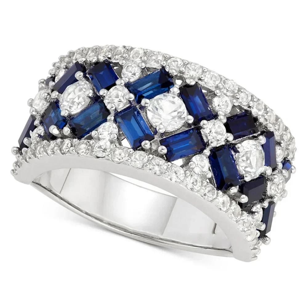 

Ladies Blue and White Zircon Ring with Light Luxury Style, Elegant and High end Personalized Party Ball Matching Zircon Access 10