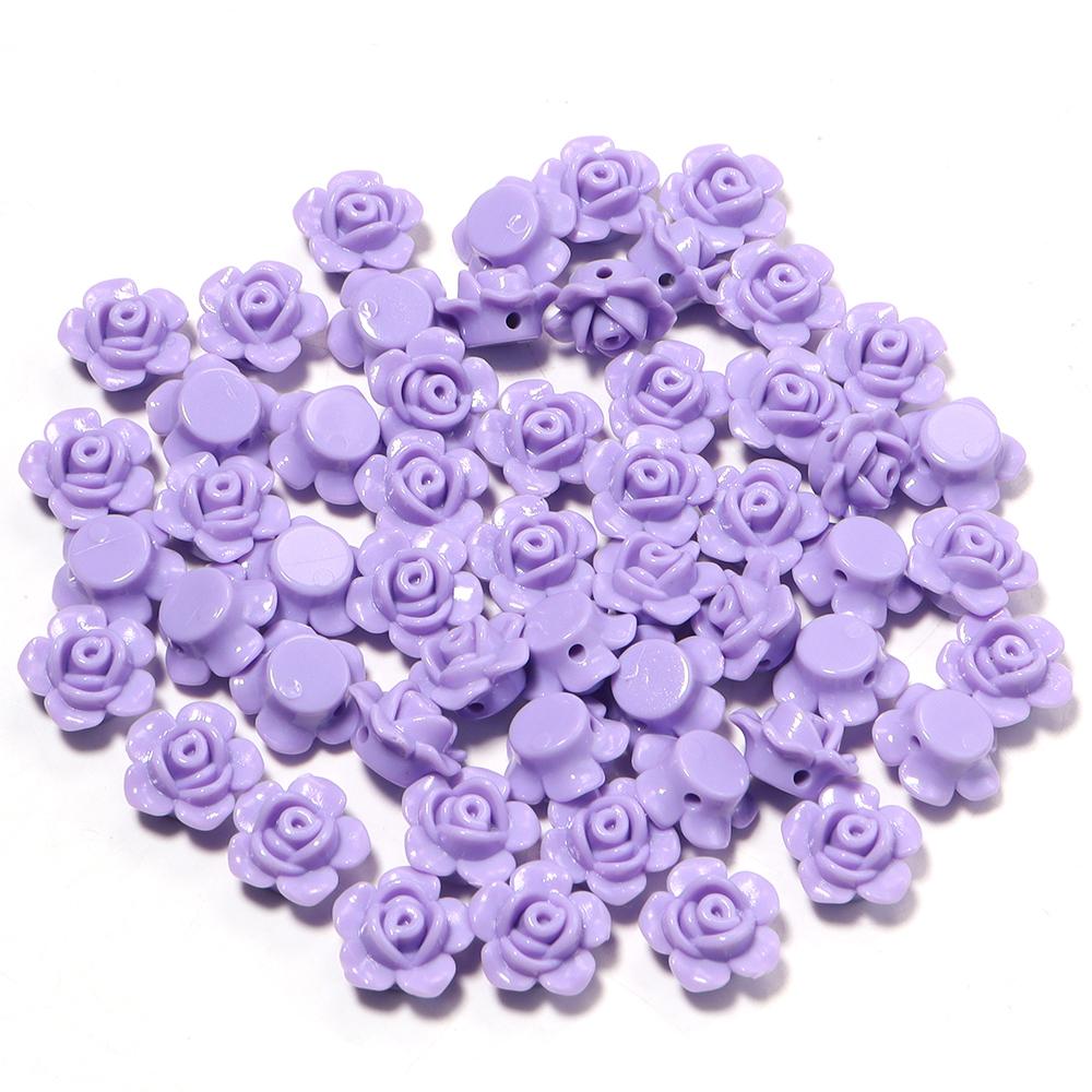 100pcs/lot Colorful Rose Flower Acrylic Beads Flat Back Loose Spacer Beads For Jewelry Making DIY Handmade Bracelet Accessories