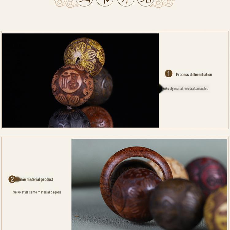 Znamenie zverokruhu Vyrezávané Santalové drevo a Palisandrové drevo Náramok - Unisex Budhistické korálky