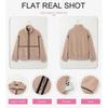 Womens Fall Winter Color Block Fleece Zip Up Warm Plush Jacket Casual Loose Fit