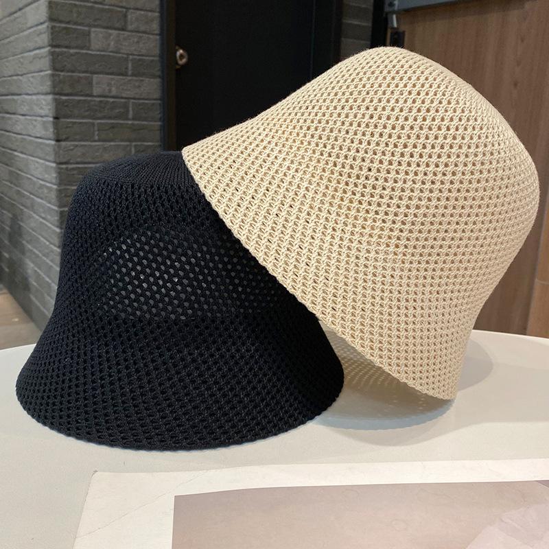 Early spring knitted fisherman's hat children show small face summer hollow bucket hat Internet celebrity ins versatile basin hat