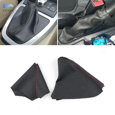 Capa de Couro para Coifa de Câmbio Automático Para Land Rover Freelander 2 2008-2013 Gola Central da Alavanca de Câmbio Cobertura da Bota da Alavanca de Freio de Mão