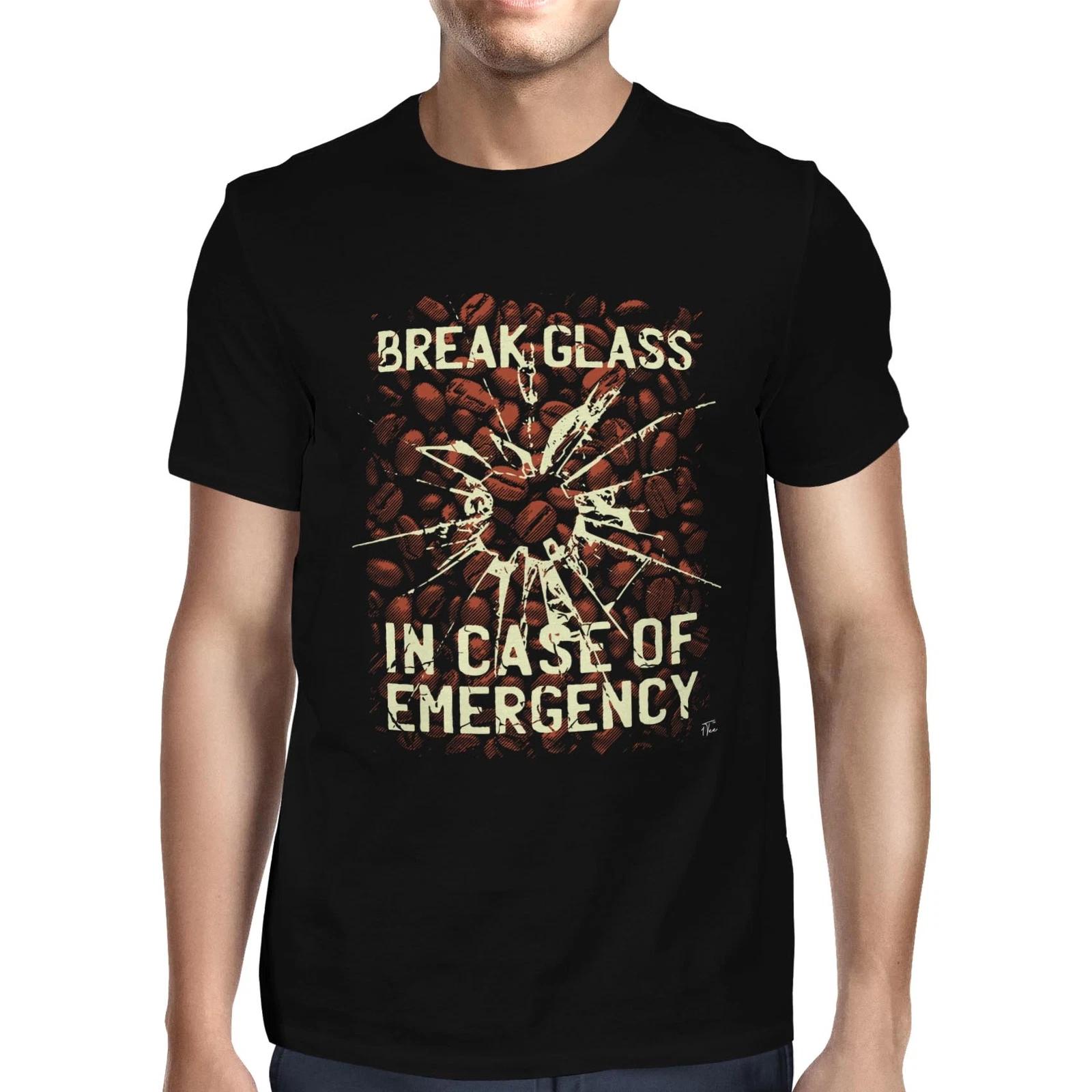 1Tee Mens In Case of Emergency, Break Glass for Coffee T-Shirt XS