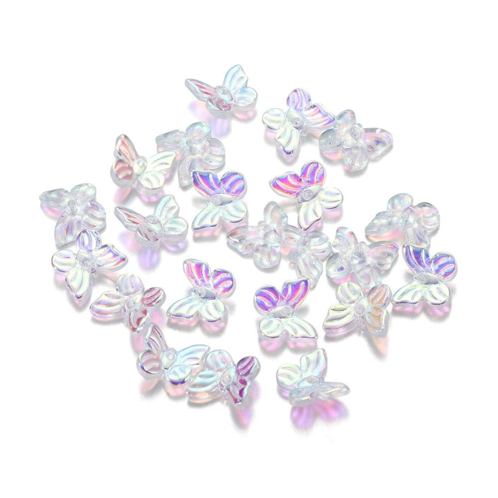 50pcs/bag Mixcolour  Butterfly Shape Glass Bead Seed Beads Loose Beads Bracelet For DIY Jewelry Making Finding Accessories