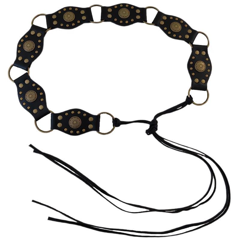 Handmade Hollow Pattern Western Pu Leather Belt For Women Stylish Summer Accessory