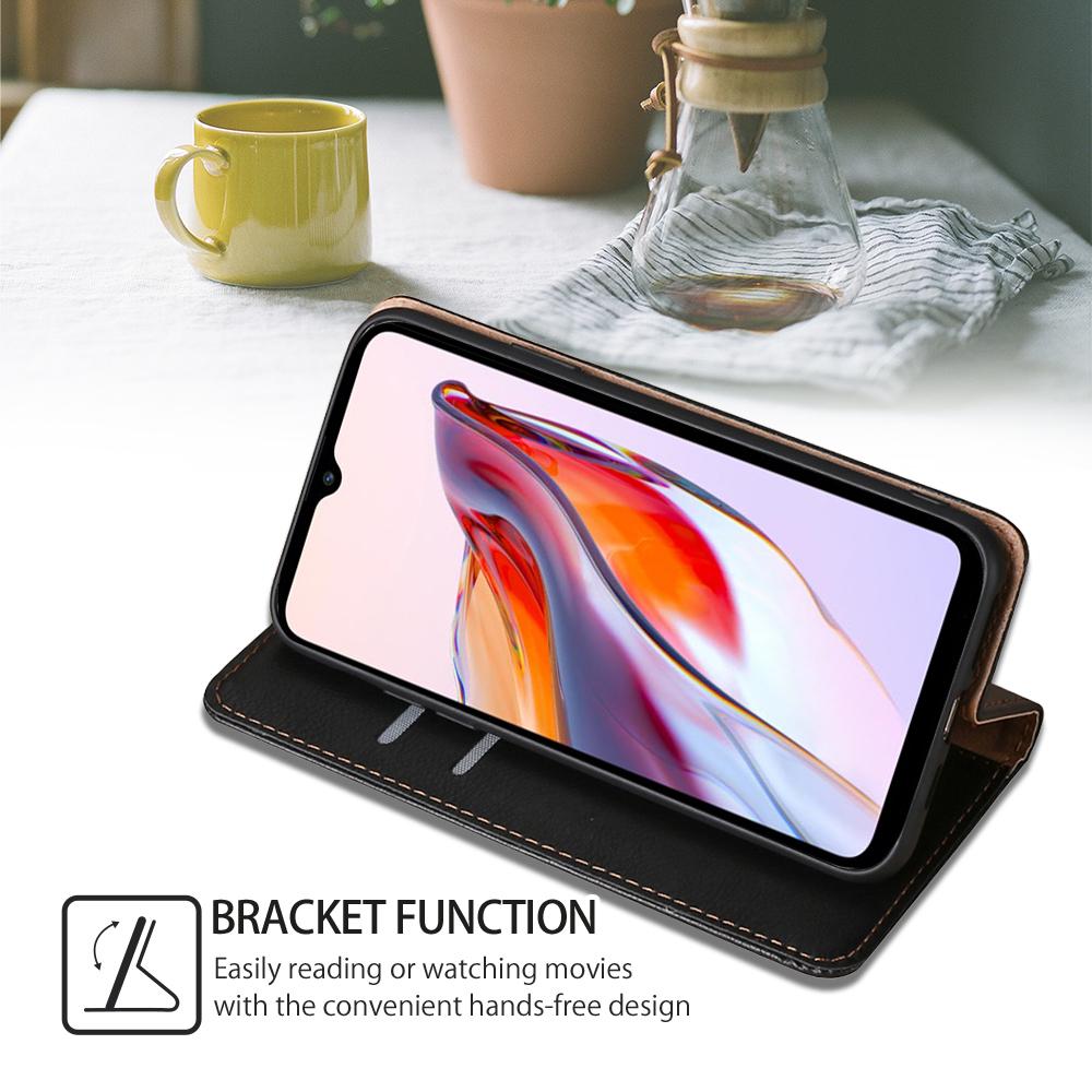 For Xiaomi Redmi 12C 4G PU Leather Wallet Stand Case Magnetic Closing Anti-drop Phone Cover