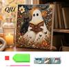 DIY Faux-Perlen-Kunstset Halloween-Kit, Gruselig-Süße 3D-Perlenmalerei Bastel-Bastelset für Jugendliche Erwachsene Anfänger, Saisonale Wanddekoration mit Rahmen