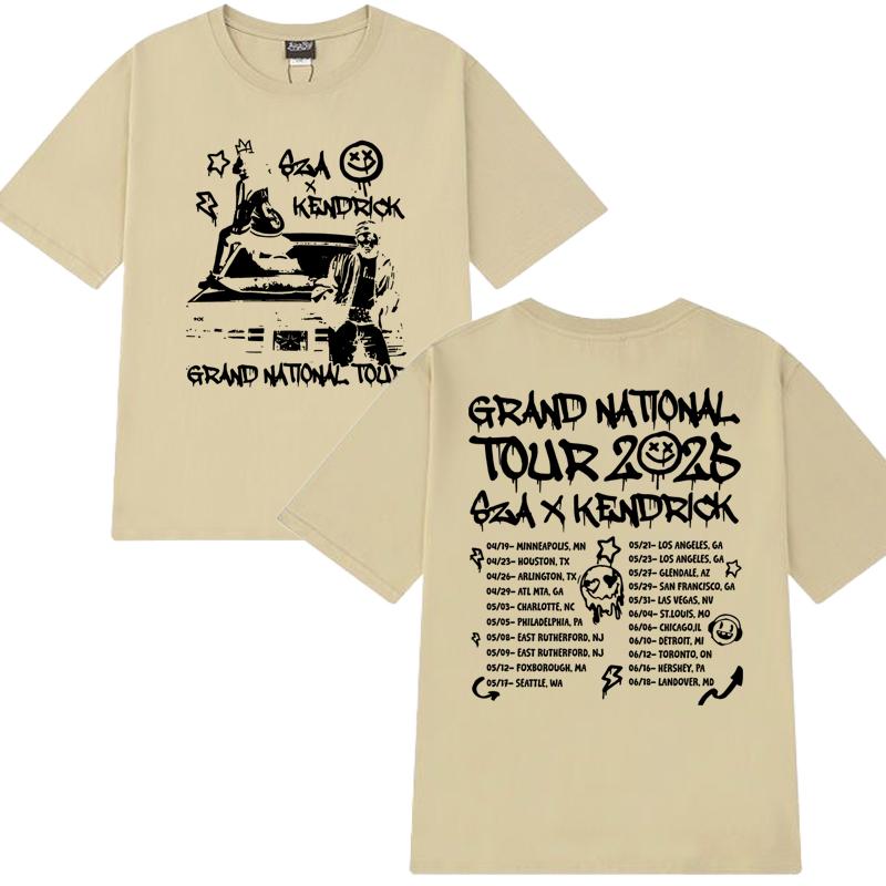 Nové Kendrick Lamar SZA Grand National Tour 2025 Tričko Pánské Dámské vintage Hip Hop streetwear Unisex Bavlna krátký rukáv trička