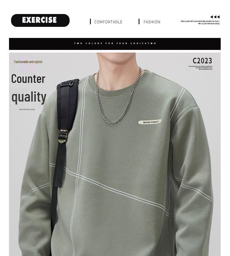 Men's 2025 Autumn/Winter Velvet Thickened Pullover Hoodie - Round Neck, Long Sleeve, Casual Sports Top