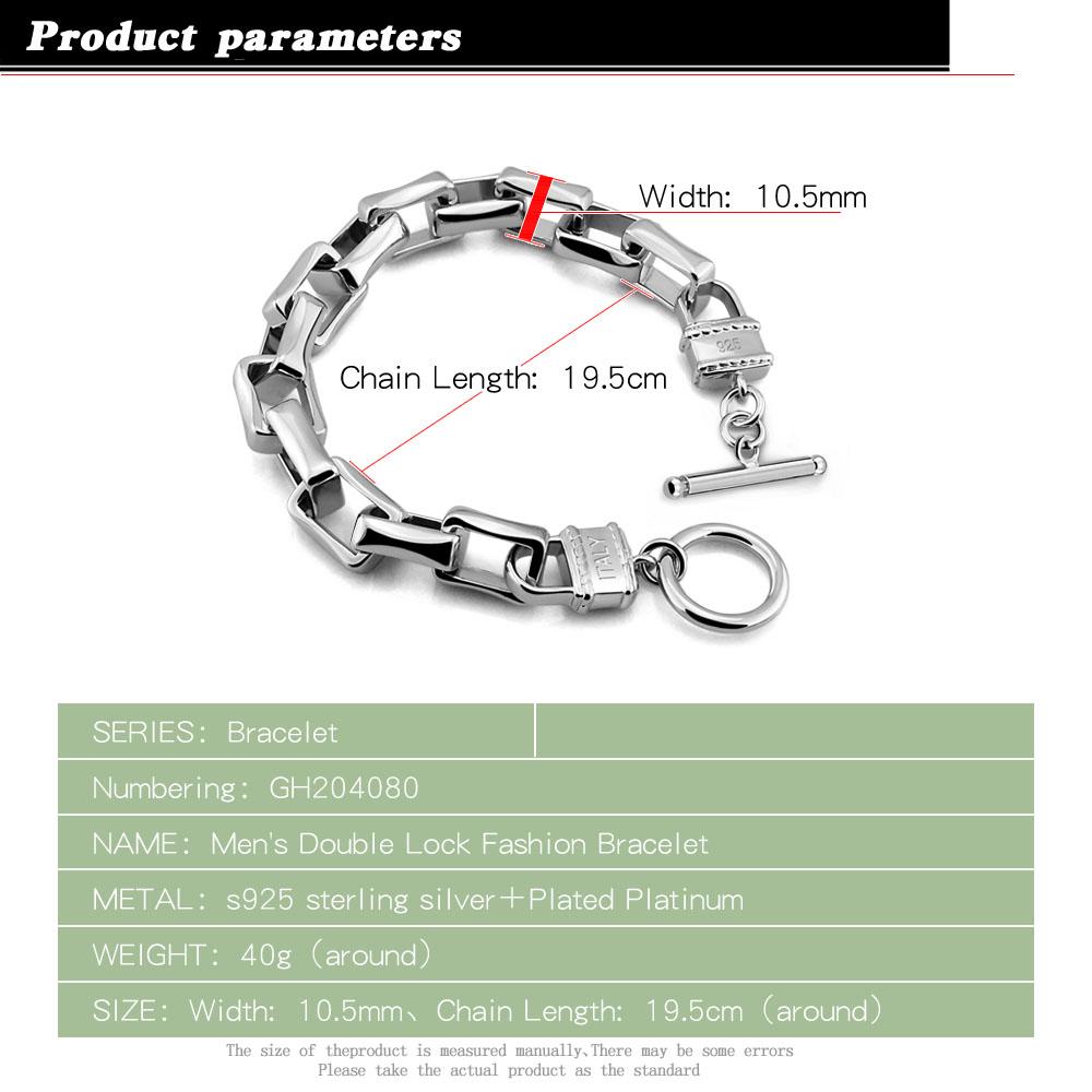 Bărbați stil punk 100% argint 925 brățară brățară modă femeie 10 mm 7-10 inci blocare mână catenary băieți bijuterii hip hop