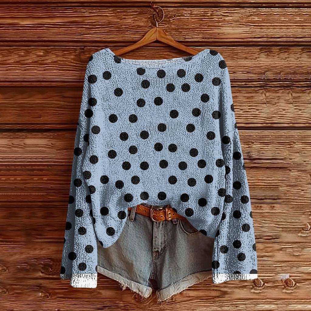 Women's Round Neck Lightweight Sweater Casual Long Sleeve Knit Pullover