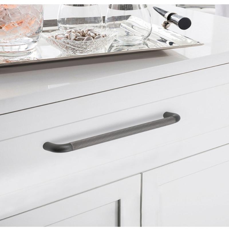 Butoane și Mânere din Aluminiu texturate/striate pentru Dulapuri și Sertare, Butoane pentru Dormitor, Accesorii Gri pentru Dulapuri