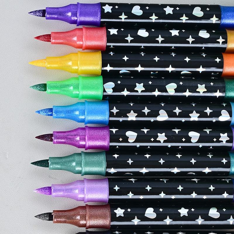 24/48/72/96 Colors Dual Brush Tip Glitter Art Markers Metallic Paint Marker Pens DIY Crafts Birthday Cards, Making Poster, Album
