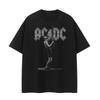 Retro Portrait Print American Street Vtg Shoulder Loose Cotton Round Neck Rock Men and Women Short Sleeve T-shirt