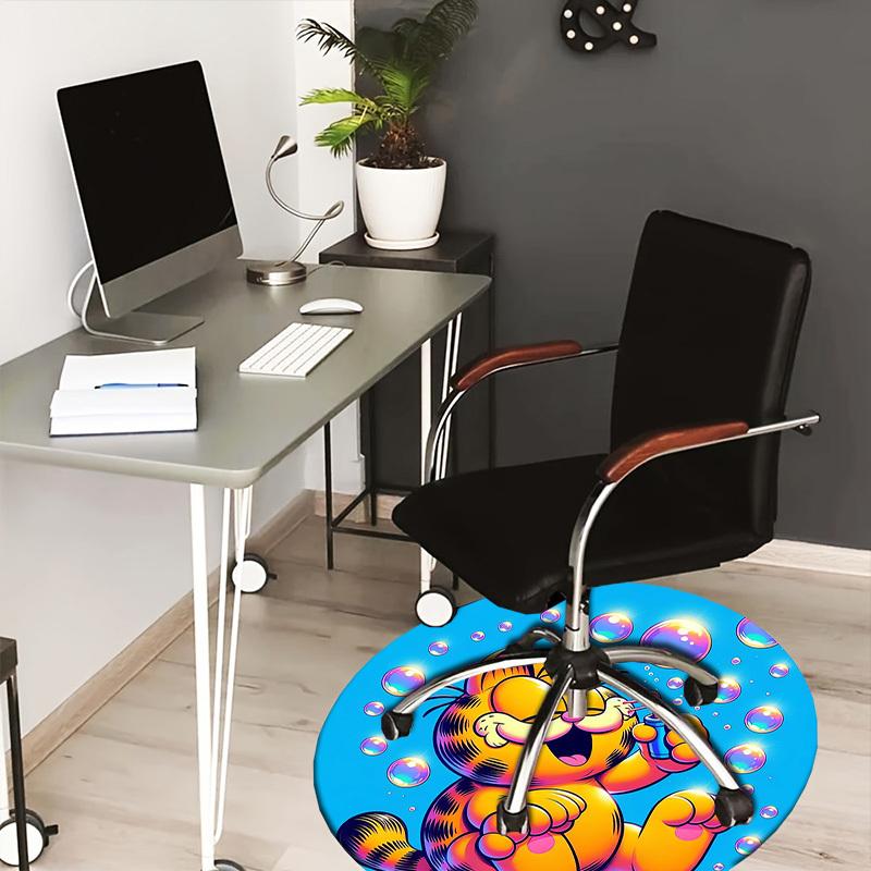 

1pc Garfield blowing bubbles Round carpet, Made of Polyester,Perfect for Decorating Office Chairs, Living Rooms,fplt236 80cm by 80cm