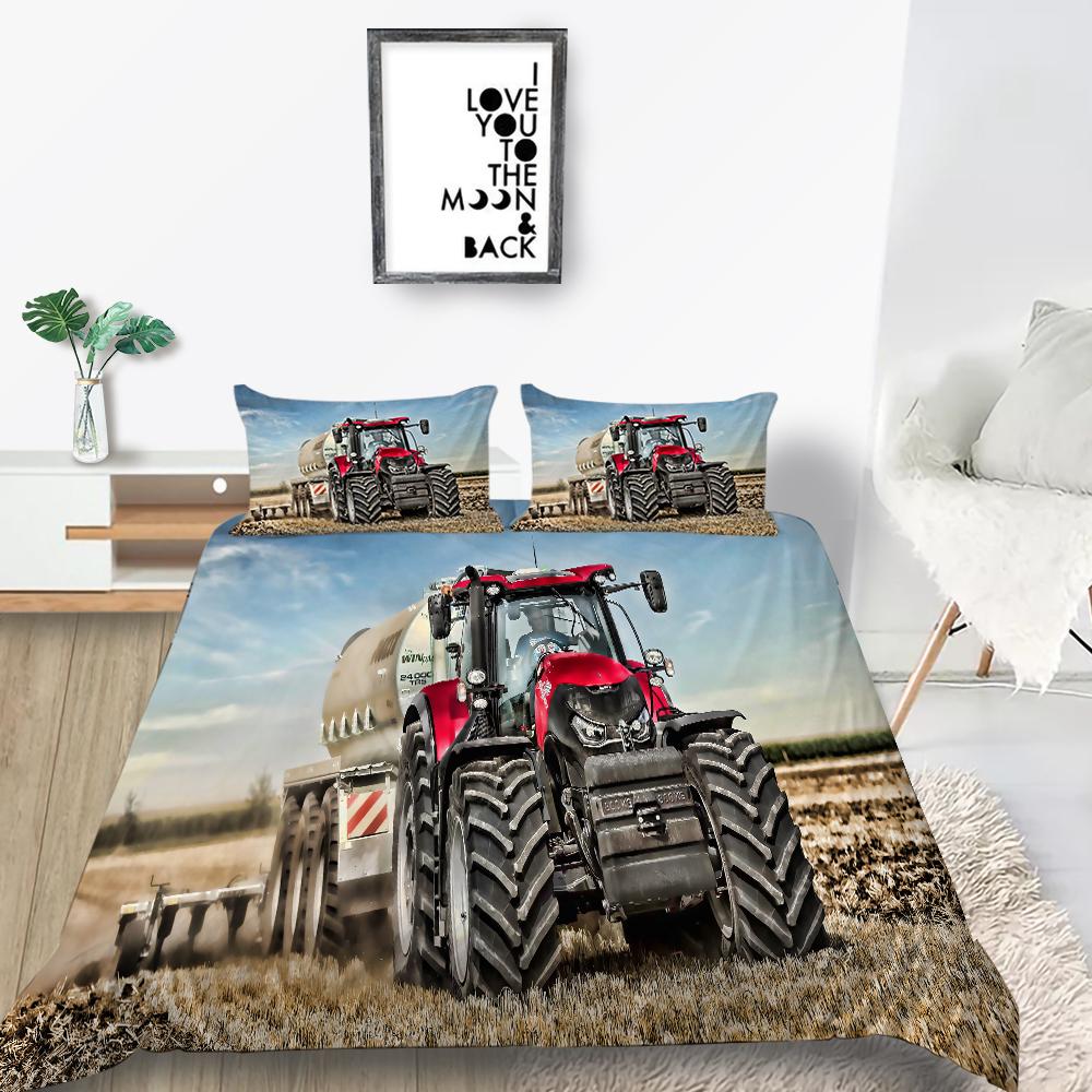 Agricultural Vehicle Bedding Set Off-road Vehicle Down Duvet Cover Pillowcase 2/3pc Single Double Bed Cover Gift Boys Men Farmer Blanket Cover