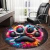 1pc Colorful Paw Print Round Carpet, Made of Polyester,Perfect for Decorating Office Chairs, Living Rooms,Vibrant Decorative Rug