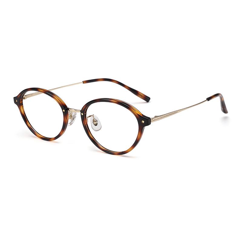 Ultra-Light Pure Titanium Korean-style Oval Glasses, Model 0242: Anti-blue Light, High-end Tortoise Shell Design for Women