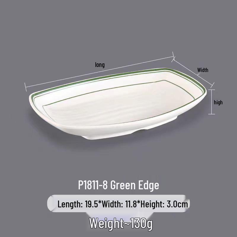 Melamine Rectangular Dinner Plate for Hot Pot, BBQ, and Cold Dishes - Porcelain-Look Restaurant Plate.