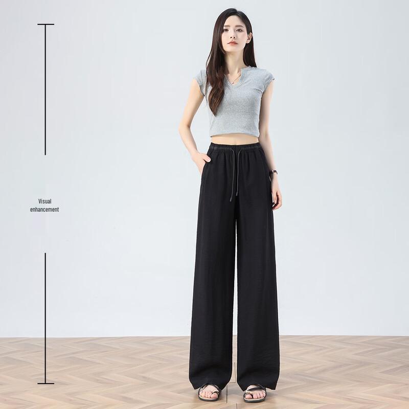 Damen Lässige High-Waist Hose aus Leinenmischung mit weitem Bein