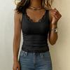 TIFICY Damenmode Casual Sommer Frühling Einfarbig Druck Ärmellos Quadrat Kragen Blusen & Hemden