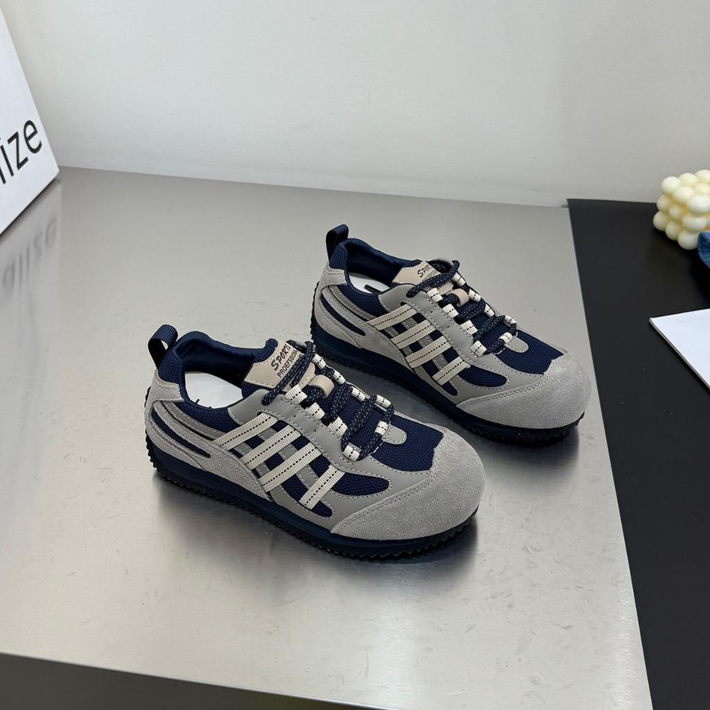 Leather breathable mesh inner height increase German training shoes women's 2025 autumn new lightweight color matching mountaineering sports shoes