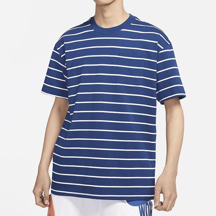 Nike Sportswear Striped Crew Neck Short Sleeve T-Shirt Men Tops Coastal-Blue DM8880-490