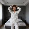 Spring and Autumn Love Heart Printed Sweet Sleepwear Women's Frill Set Loose and Can Be Worn Outdoors Homewear