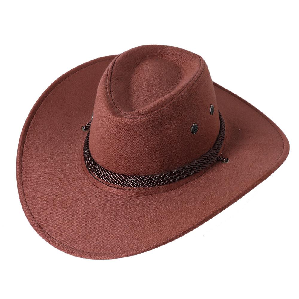 Artificial Suede Western Cowboy Hats Big-edge Gentleman Cowgirl Jazz Hat Outdoor Vacation Cap Party Cosplay Hat