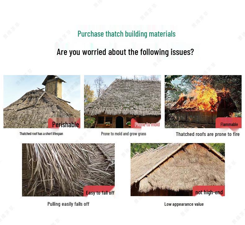 Flame Retardant PE Plastic Thatch Roof Decor for Scenic Areas