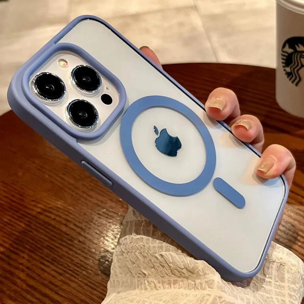 Luxury Acrylic Magsafe Magnetic Clear Case For iPhone 17 Pro 16 15 14 13 12 11 Pro Max Wireless Charge Girls Pink Hard PC Cover