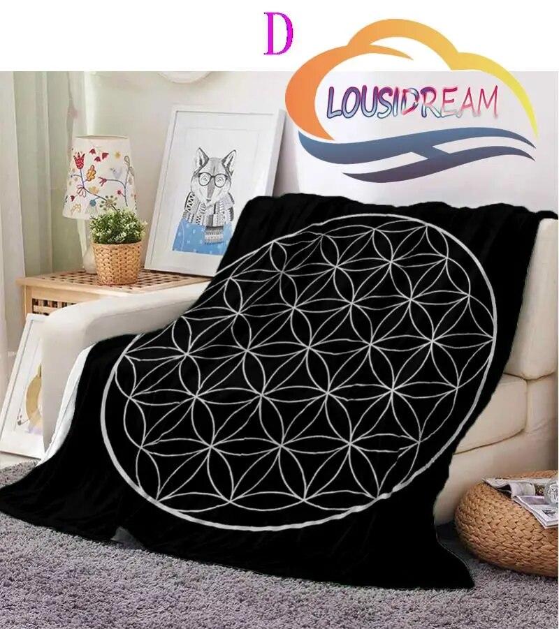 Sacred Planet Geometry Atomite Flower of Life Flannel Warm and Soft Plush Sofa Bed Blanket Throw Blanket   for Picnic